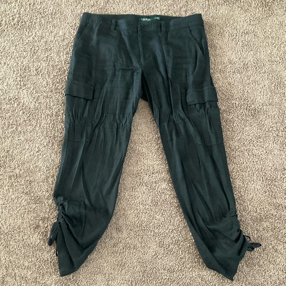 LAUREN Ralph Lauren Cargo Pants with Drawstring Hem Size 12 Black